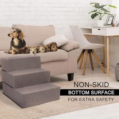 Elevon Dog Stairs for Bed 23.5" H, 4-Step Dog Steps for High Bed and Couch, Pet Steps for Small Dogs and Cats, Non-Slip Balanced Pet Ramp Indoor, Grey - style: 4-Step/ Gray