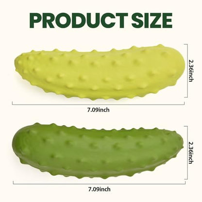 LIFLIX 2PCS Tough Squeaky Dog Toys, Durable Dog Chew Toy with Natural Rubber, Teething Toys for Medium Large Breeds, Cucumber Pickle Shape, Yellow & Green - color: yellow and green