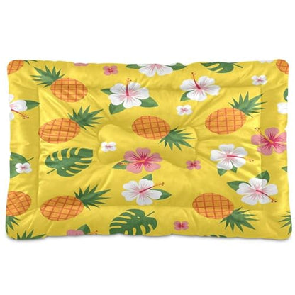 Pineapple Pattern Pet Bed Mat for Dogs and Cats, Soft Washable Crate Pad with Non-Slip Bottom, Cozy Bed Cushion for Small Medium Large Pets, 24x36 Inch - size: Medium