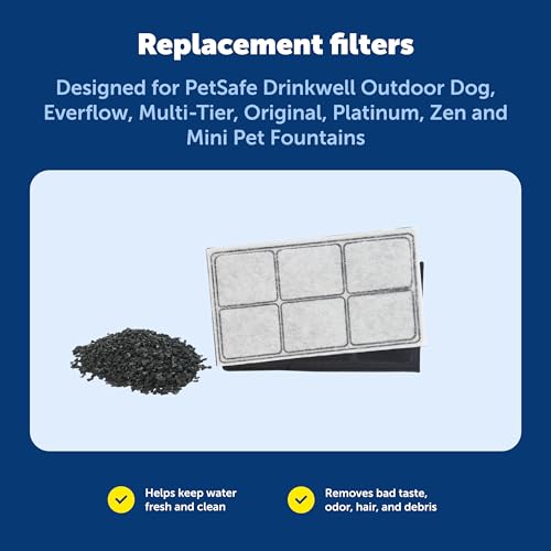 PetSafe Drinkwell Replacement Carbon Filter, Dog and Cat Water Fountain Filters, pack of 3 - size: 3 Filters