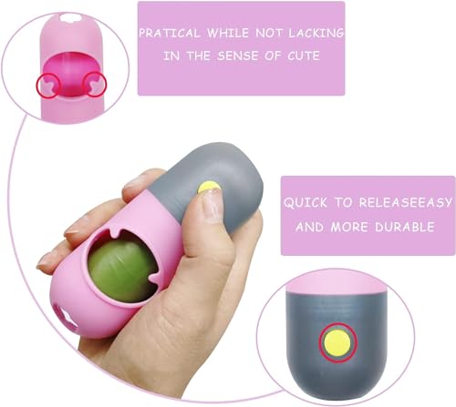 2 Pack Poop Bag Holder with Flashlight Waste Bag Dispenser for Leash with Clip and Battery Poop Bag Dispenser with Green Scented Poop Bags for Dog Walking(Pink,2 Dispenser 60 Bags) - color: Pink