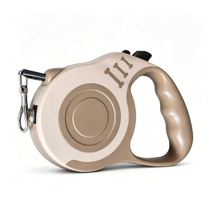 GLOGLOW Retractable Dog Leash 5m Automatic Locking Nylon Rope Free One Button Brake for Small Medium Dogs Outdoor Walking (Brown)