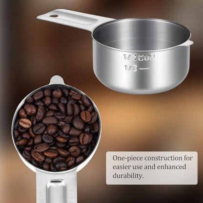 1/2 Cup Single Measuring Cup, Stainless Steel Measure Cups, Engraved Marking Single Measuring Scoop, Metal Measure Cups for Kitchen (120 ml | 4 oz | 120 cc)