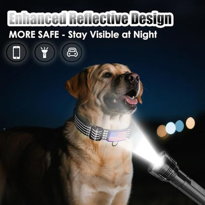 Martingale Dog Collar, Reflective No Pull Training Collar with Quick Release Buckle & USA Flag, Heavy-Duty Nylon, Adjustable for Small Medium Large Dogs (L,Black with Flag - color: Black with Flag, size: L (1" x 19"-26")