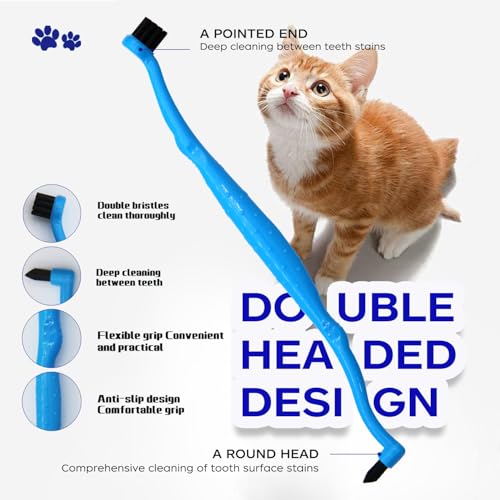 Dual Sided Cat Toothbrush Dog Toothbrush Finger Brush Micro Head to fit into Small to Large Dogs & Cats (Black, Small) - color: Black