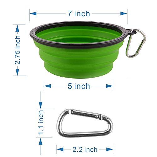 Guardians Large Collapsible Dog Bowls, 34oz Travel Water Food Bowls Portable Foldable Collapse Dishes with Carabiner Clip, 2 Pack (Green+Blue) - color: 34oz-Green&Blue