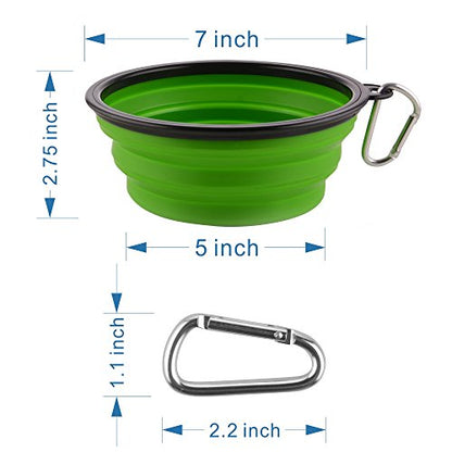 Guardians Large Collapsible Dog Bowls, 34oz Travel Water Food Bowls Portable Foldable Collapse Dishes with Carabiner Clip, 2 Pack (Green+Blue) - color: 34oz-Green&Blue