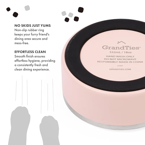 GrandTies Stainless Steel Engraved Pet Bowl | Reusable BPA-Free Insulated Pet Bowls | Large Heavy Duty Non Skid Spill Proof Dog Bowl | Outdoor Dog Water Bowl (18oz, Peach Crème) - color: Peach Creme, size: 18oz