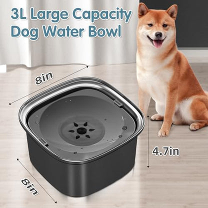 UPSKY 3L Dog Water Bowl 101oz Stainless Steel No Spill Large Capacity Dog Food Water Bowl Slow Water Feeder, Spill Proof Pet Water Dispenser Vehicle Carried Travel Water Bowls - color: C-Black