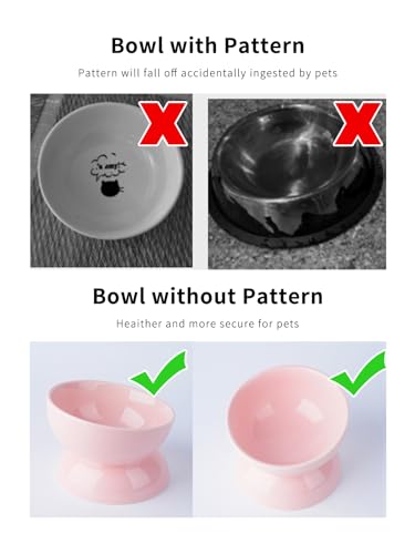 ABRUTY Cat Water Bowl, 16 OZ Ceramic Elevated Cat Bowls, 15° Tilted and Raised Pet Food Dish, Anti Vomiting Protect Pets' Spines and Whisker Fatigue - color: Pink, size: 1 Pack