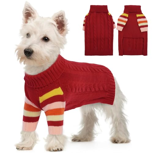 XSmall Dog Sweaters - Stretchy Turtleneck Pullover for Small Dogs, Girls & Boys - color: Red, size: X-Small