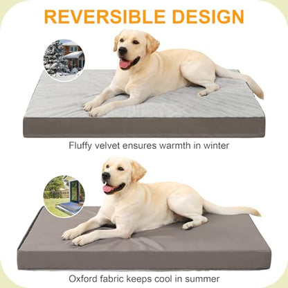 KSIIA Orthopedic Dog Bed - Waterproof, Large, Plush, Washable with Egg Crate Foam & Removable Cover & Nonskid Bottom, 36 x 27 Inch, Gray - color: Light Grey, size: 36.0"L x 27.0"W x 3.0"Th
