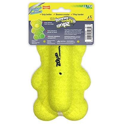 Nylabone Power Play Tennis Ball Teddy Bear Gripz Felt Rubber Fetch Toy, Squeaky Toys for Dogs, Medium (1 Count) - size: Medium (1 Count), style: Teddy