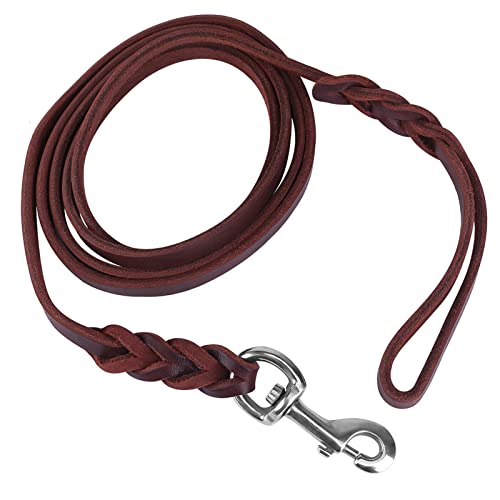 SUNGOOYUE Dog Lead Leash Leather Training Safety Rope 1.6m Padded Handle Lobster Clasp for Walking Running Hiking Medium Dogs (The Material Length is 2.5 Meters and the net) - size: The material length is 2.5 meters and the net