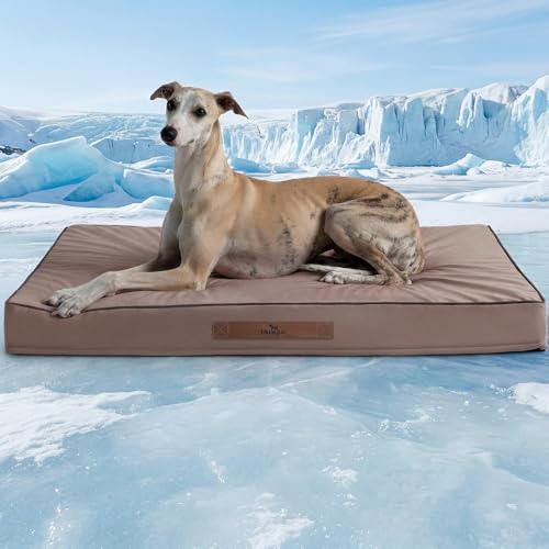 Cooling Dog Bed Large Sized for Summer, Q-Max >0.45 Cold Crate Pad for Pet with Removable Washable Cover, 36 x 27 Inch Orthopedic Egg Crate Foam & Waterproof Liner, Dusty Rose - color: Dusty Rose, size: 36''x27''x3''