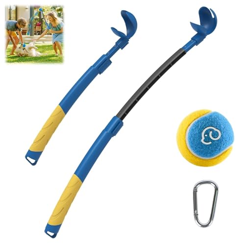 Dog Ball Thrower Launcher, Outdoor Exercise Equipment for Walks Parks Training, Telescopic Pickup Reduces Effort Adjustable for 5.5-9.5cm Balls Clean Hands - color: Blue