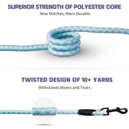 5 ft Dog Leash with Padded Handle, Tangle-Free Rope Leashes for Small Medium Large Dogs, Training Lead Heavy Duty, Blue