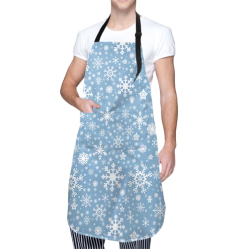 Sweetshow Cute Dog Apron with 2 Pockets and Adjustable Neck Waterproof Kitchen Cooking Dog Grooming Aprons for Women Men - color: White Snow