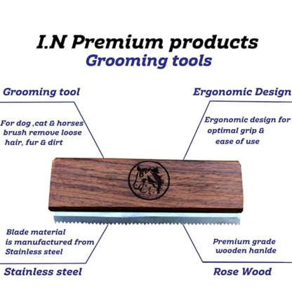 Original Deshedding Grooming Tools for Dogs, Cats & Horse Easy Ergonomic Wooden Groom pro Professional Brush Grooming Tool, Remove painlessly 95 Percent of Lose Hair Fur & Dirt (5 inch) - size: 5 Inch