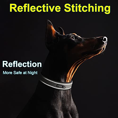 Fida Retractable Dog Leash and Heavy Duty Dog Collar Set, Ultra Comfortable Soft Neoprene Padded, Adjustable Reflective Nylon Pet Collar with Durable Metal Belt Buckle for Small Breeds (S, Grey)