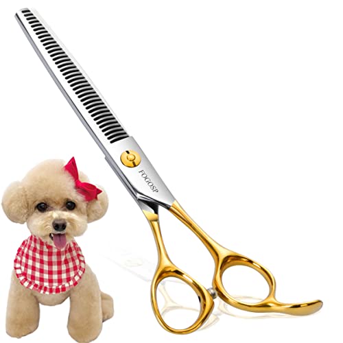 Dog Thinning Shears for Grooming 36 Teeth 6.5" Dog Blending Shears for Grooming Small Medium Dogs Professional Pet Thinners Blenders Scissors for Right Groomer(Blender, Gold) - size: 7 inch, style: Blender