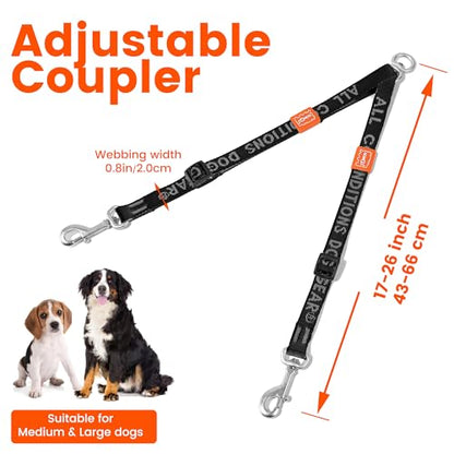 HOWGO Double Dog Leash,Tangle-Free 360 Swivel(Green, Pro M-L Splitter) | Individually Adjustable Length, Coupler Leads 2 Dogs,Aviation Aluminum Hooks,Durable Nylon,No-Tangle Walking,All Breeds - color: Green, size: Pro M/L