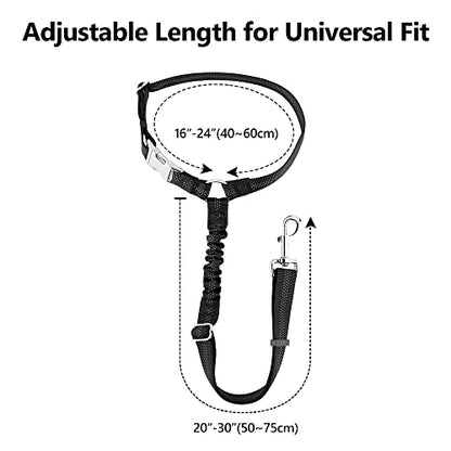Plutus Pet Dog Seat Belt for Car Headrest, Reflective and Adjustable Restraint with Elastic Bungee for Safety, Vehicle Seatbelt Harness for Small Medium Large Dogs and Cats - color: Black
