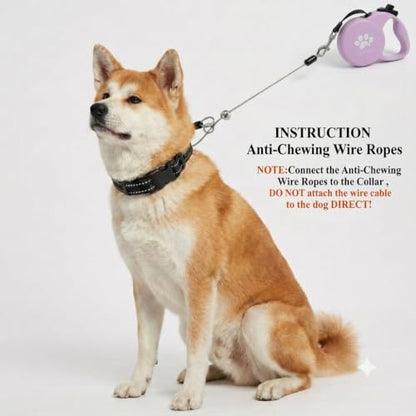 Chew Proof Retractable Dog Leash for Medium Dogs up to 44lbs, 16ft Heavy Duty Dog Lead with Anti-Chewing Steel Wire Rope, Tangle-Free, One-Hand Brake & Lock, Pink M - color: Pink, size: Medium