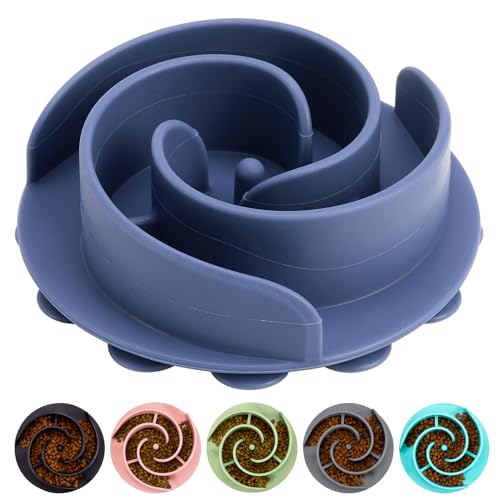 Slow Feeder Dog Bowls Insert, Bestalk Soft Silicone Slow Eating Feeder Insert with Suction Cups for Small, Medium and Large Dogs, Fit into Basic and Elevated Dog Bowls, Dark Blue - color: Dark Blue, size: M
