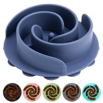 Slow Feeder Dog Bowls Insert, Bestalk Soft Silicone Slow Eating Feeder Insert with Suction Cups for Small, Medium and Large Dogs, Fit into Basic and Elevated Dog Bowls, Dark Blue - color: Dark Blue, size: S