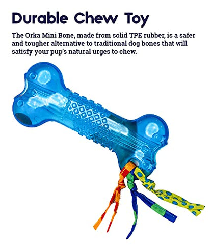 Bone Mini Dog Chew Toy & Treat Stuffer for Teething Puppies & Small Dogs up to 20 lbs, Bounces & Floats, Textured for Dental Support, Moderate Chewers, 5.5" - size: Mini (Pack of 1)