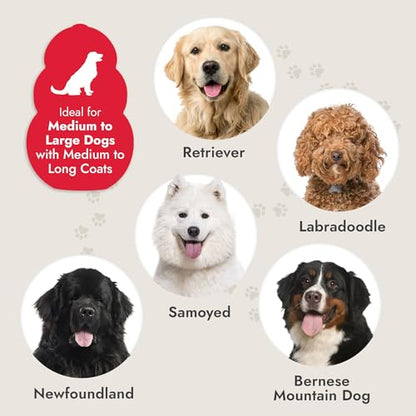 KONG Large Self-Cleaning Slicker Brush – Easy Hair Removal, Reduces Shedding, Non-Slip Grip, Long Metal Pins, for Medium to Large Dogs with Medium to Long Coats, Red/Gray - size: Large Self-Cleaning Slicker