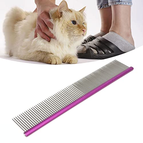Greyhound Comb For Dogs, Metal Dog Comb Dog Combs with Rounded Ends Dog Comb Cat Comb For Removing and Knots Grooming Tool For Long Short Haired Dog (Purple 19cm/7.5in) - size: Purple 19cm/7.5in