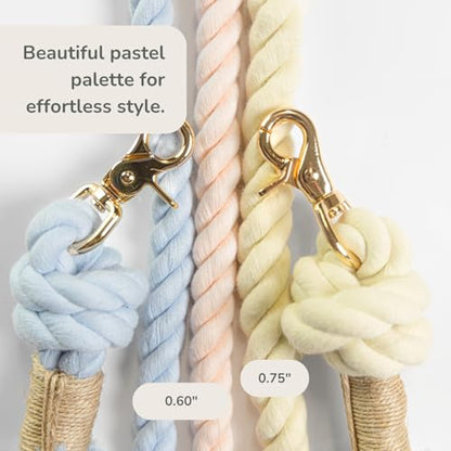 Braided Cotton Rope Dog Leash for Medium & Large Dogs – Enjoy Tangle-Free Walks with Soft Comfortable Grip & Reliable Control – Durable for Daily Walks, Training & Special Moments - Vanilla - color: Vanilla