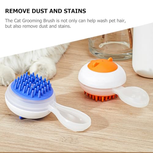 GANAZONO Dog Bathing Brush Pet Grooming Massager with Soft Silicone Head for Small Dogs and Cats, Multifunctional Shampoo Dispenser Scrubber for Pet Cleaning and Bathing
