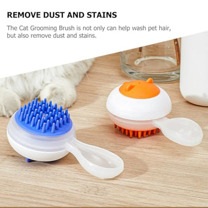 GANAZONO Dog Bathing Brush Pet Grooming Massager with Soft Silicone Head for Small Dogs and Cats, Multifunctional Shampoo Dispenser Scrubber for Pet Cleaning and Bathing