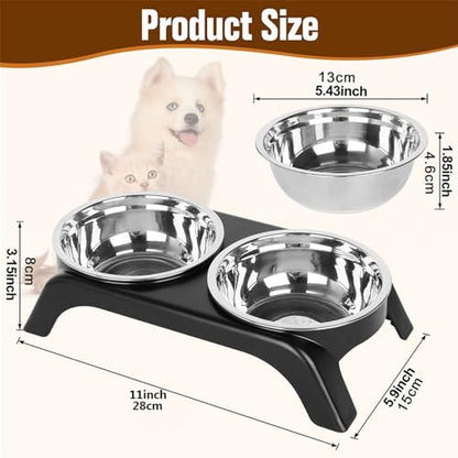 Elevated Cat Bowls, Anti Vomiting Raised Cat Food Bowl with 2 Stainless Steel Bowls, Prevent Neck Pain Cat Bowl Set, ABS Anti Slip Stand Cat Bowls for Indoor Cats & Puppies (Grey) - color: Grey