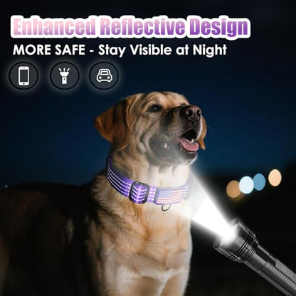Martingale Dog Collar, Reflective No Pull Training Collar with Quick Release Buckle, Adjustable Heavy Duty Nylon Choker Collars for S M L Dogs (Lavender with Flag, L (1" x 19"-26")) - color: Lavender with Flag, size: L (1" x 19"-26")