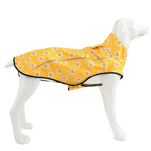 Mile High Life Dog Raincoat, Adjustable Waterproof Reflective Rain Jacket for Small Medium Large Dogs, Lightweight Breathable Pet Rain Coat with Leash Hole(Yellow Sun,XXS Chest 16-19") - color: Yellow Sun, size: XXS Chest 16"-19"