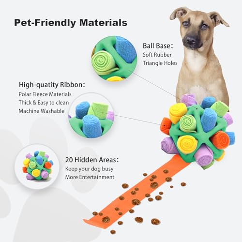 Interactive Snuffle Toys for Dogs, Sniffle Interactive Treat Game Ball, Furry Fellow Snuffle Master, Encouraging Natural Foraging Skills (Green, Triangle) - color: Green