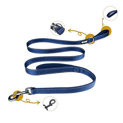 OneTigris Handled No-Pull Dog Walking Leash Long Traffic Leads for Medium to Large Dogs (Blue, 6FT) - color: Blue, size: 6FT