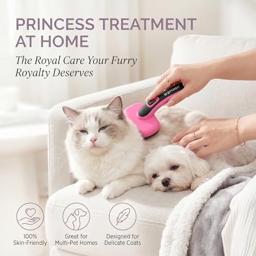 Self Cleaning Slicker Brush for Dog and Cat Deshedding, Pink | Shedding Brush for Dogs & Cats, One-Click Retractable Bristles for Easy Cleaning Flying Hair at Home - color: Pink 1 PCS