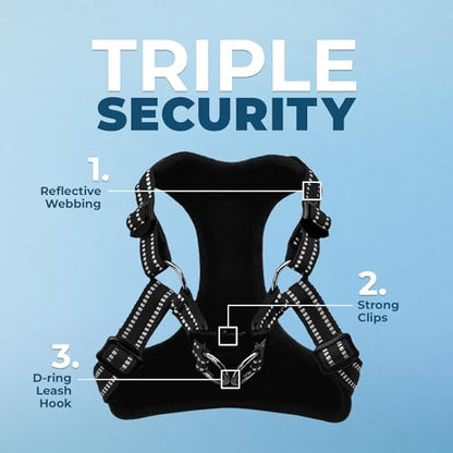 Best Pet Supplies Voyager Adjustable Step-In Flex Breathable Mesh Dog Harness for Small Medium Large Dogs (Black), XL - color: Harness (Black), size: XL