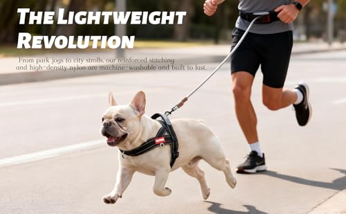 No Pull Dog Harness with Handle, Breathable Mesh Dog Vest for Small Medium Dogs, Lightweight Soft Reflective French Bulldog Harness with Front Clip, Adjustable Easy Walk Puppy Harness (Grey, L) - color: Grey, size: L