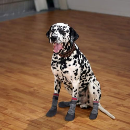 Mihachi Dog Socks Rubber Sole Paw Protectors with Straps Traction Control Anti-Slip Waterproof Boots Winter Paw Protectors - size: Large