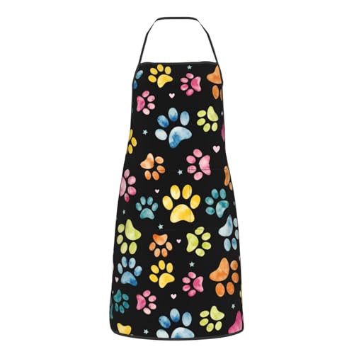 Dog Grooming Waterproof Apron with 2 Pockets, Cute Animals Puppy Dog Pets Apron - color: Water Color