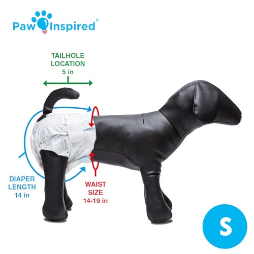 Paw Inspired Disposable Dog Diapers | Female Dog Diapers Ultra Protection | Diapers for Dogs in Heat, Excitable Urination, or Incontinence (12 Count, Small) - size: Small (12 Count)