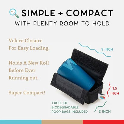 Dog Poop Bag Holder for Leashes, Cat Waste Bag Dispenser, 1000D Nylon, Attach to Cat Leash, Poop Bag Dispenser, Fits Standard Dog Poop Bags - Wildebeest (Black) - color: Black