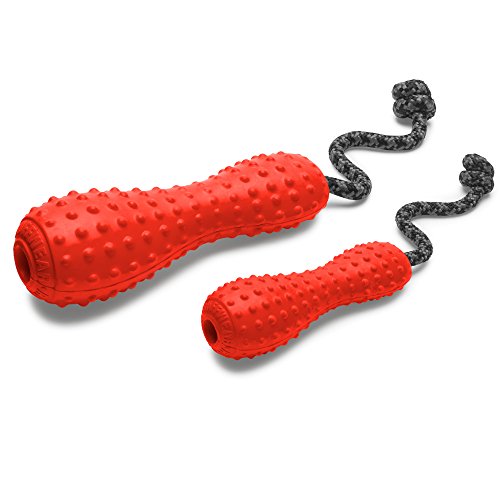 Ruffwear, Gourdo Natural Rubber Throw Toy for Dogs with Rope Handle, Sockeye Red, Small - color: Sockeye Red, size: Small
