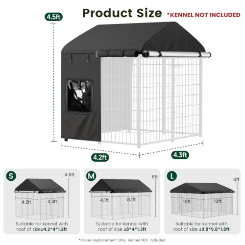 Dog Kennel Cover Replacement, Full Coverage Waterproof Tarp for 4x4x4.5ft Dog Crate with 600D Oxford Fabric, 4 Transparent Window & Door Curtains for Enclosure Outside, Small - size: Small